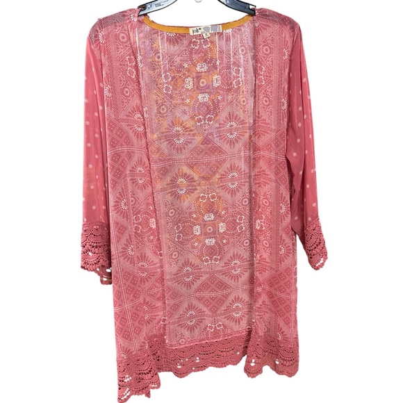 Jolt Other - Jolt Boho Dusty Rose Geometric Print Open Front Kimono Cardigan Medium